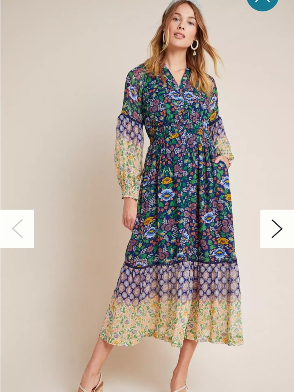 Maeve Anthropologie Ondine Floral Tiered Maxi Dress - Blue Multicolor - Picture 1 of 14